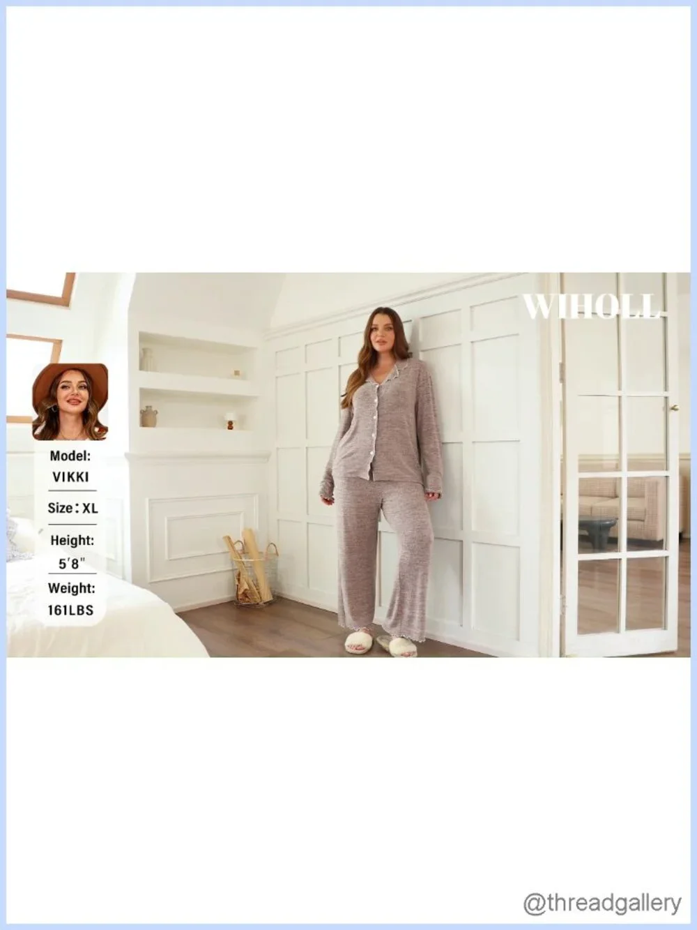 Women's Pajama Set Ruffle Long Sleeve Button Up 2 Piece PJs Lounge Sleepwear